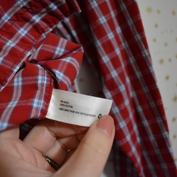 Gap Red & Blue Plaid Button Down Shirt Medium - Picture 5 of 6